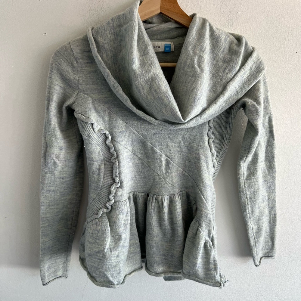 Women's Sparrow Peplum Cowl Neck Sweater Gray Size XS